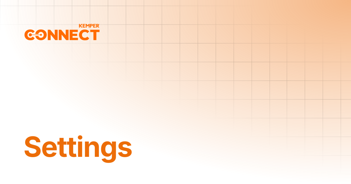 Settings | KEMPER Connect Docs